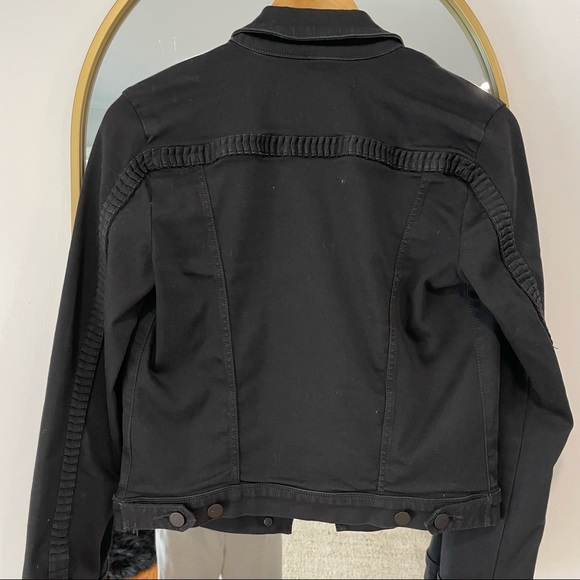 J BRAND Black Denim Jacket w/ Stitched Detail - Picture 2 of 3